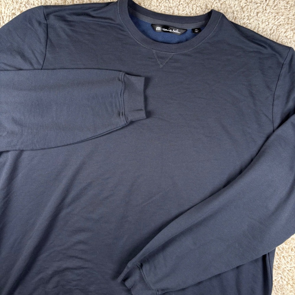 Travis Mathew Men Pullover Sweatshirt XXL Navy Blue Pima Cotton Blend Athleisure